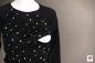 Mobile Preview: Bio Merinowolle Raglan-Stillshirt mit 3/4 Arm, Gr. 36 Farbe: schwarz mit Siebdruck Pusteblumen in cremeweiss