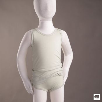 Bio Merinowolle Unterwäsche-Set für Mädchen Gr. 92 Puppe Gr. 104,  nebelgrün