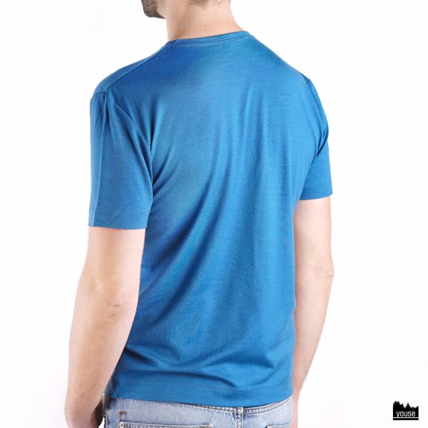 Basic Shirt aus Bio Merinowolle azurblau